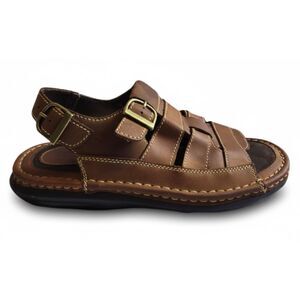 Mountain Creek Men’s 11 Leather Sandals Brown Buckle Slingback Caesar Style Mint